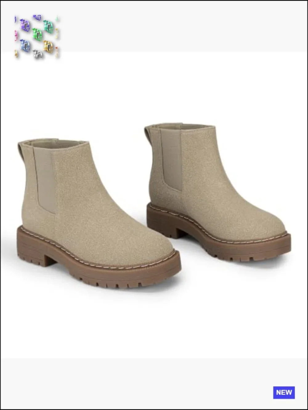 Chelsea Ankle Boots Low Heel Slip On Lug Sole Elastic Side Panels Round Toe